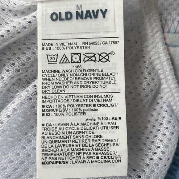 OLD NAVY Swim Trunks Mens Medium M NEW Blue Tropical Floral Mesh Lined Pockets - Picture 8 of 8